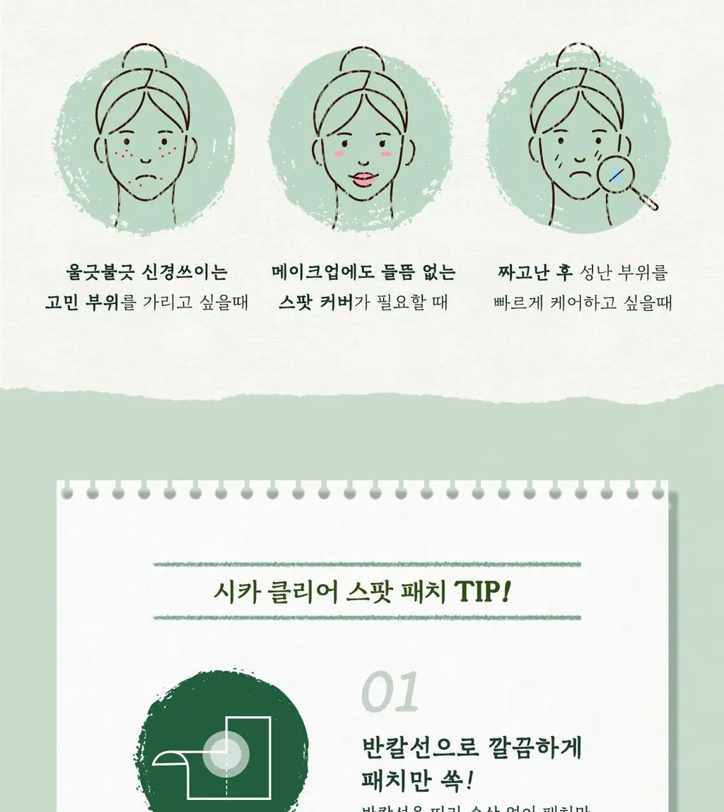 [트러블패치/3가지사이즈] 스킨푸드 시카 클리어 스팟 패치 100매 상세페이지 11